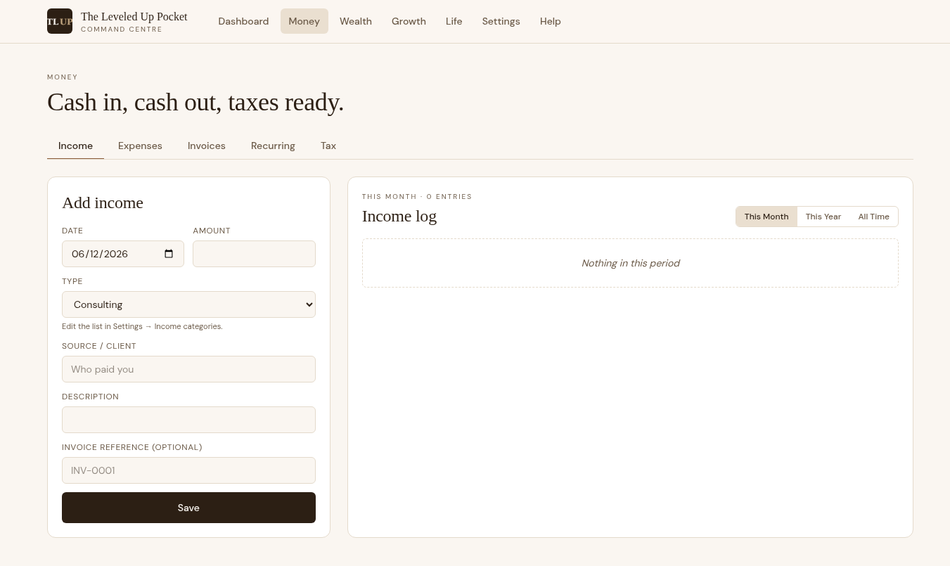 TLUP Command Centre — Money